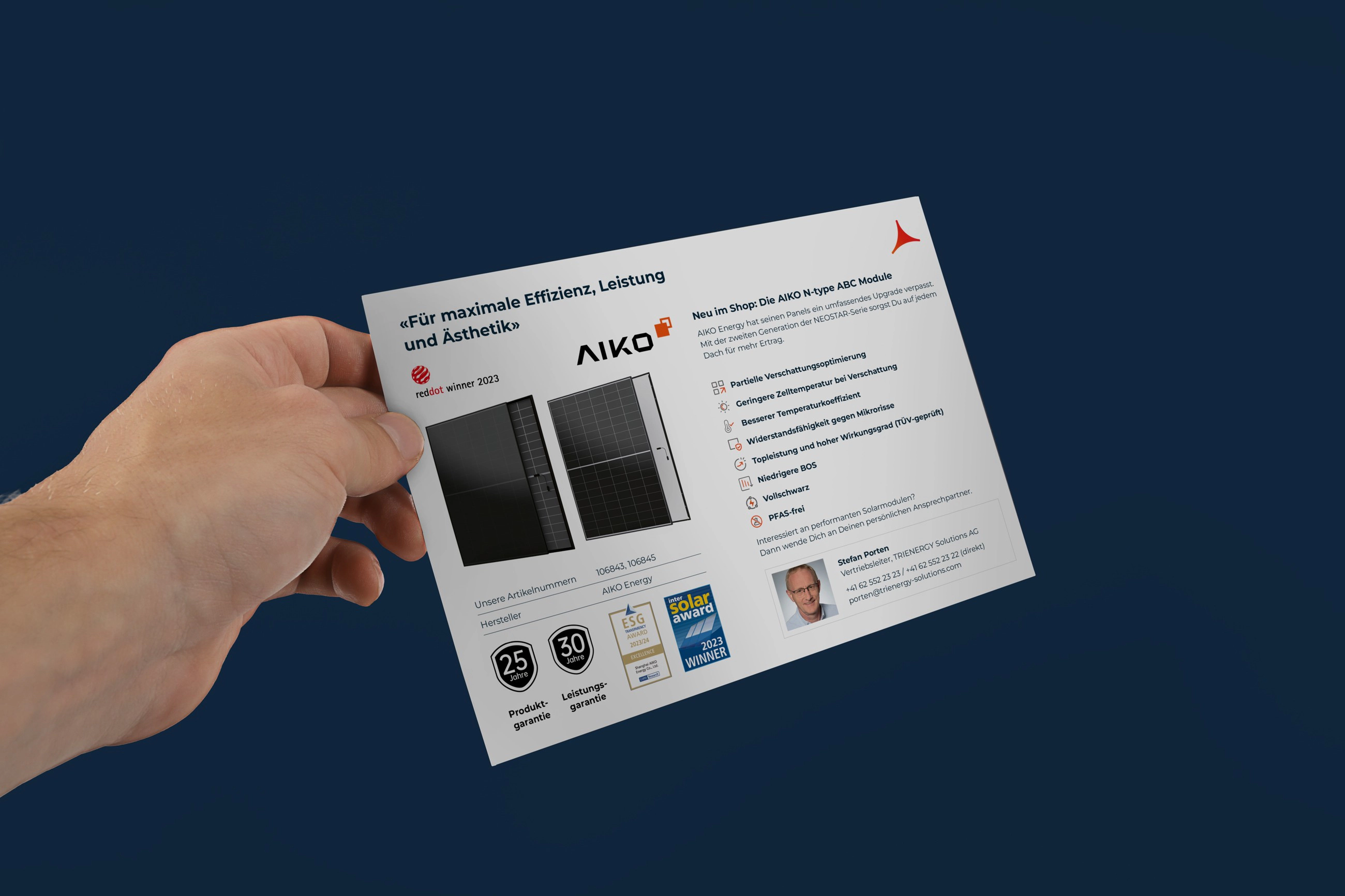 Rückseite der Beilage zu den AIKO-Solarmodulen