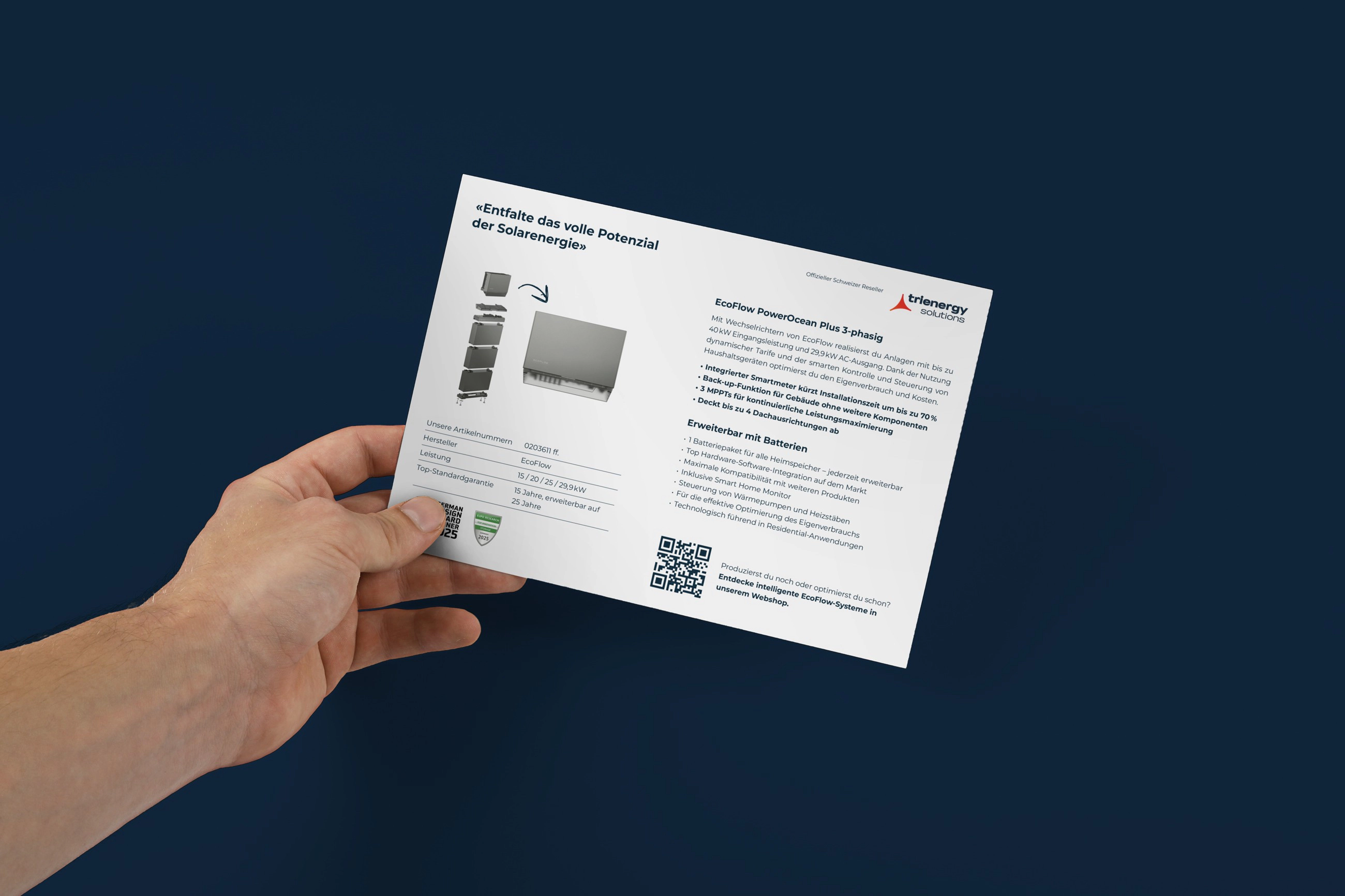 Rückseite der Beilage zum EcoFlow PowerOcean Plus