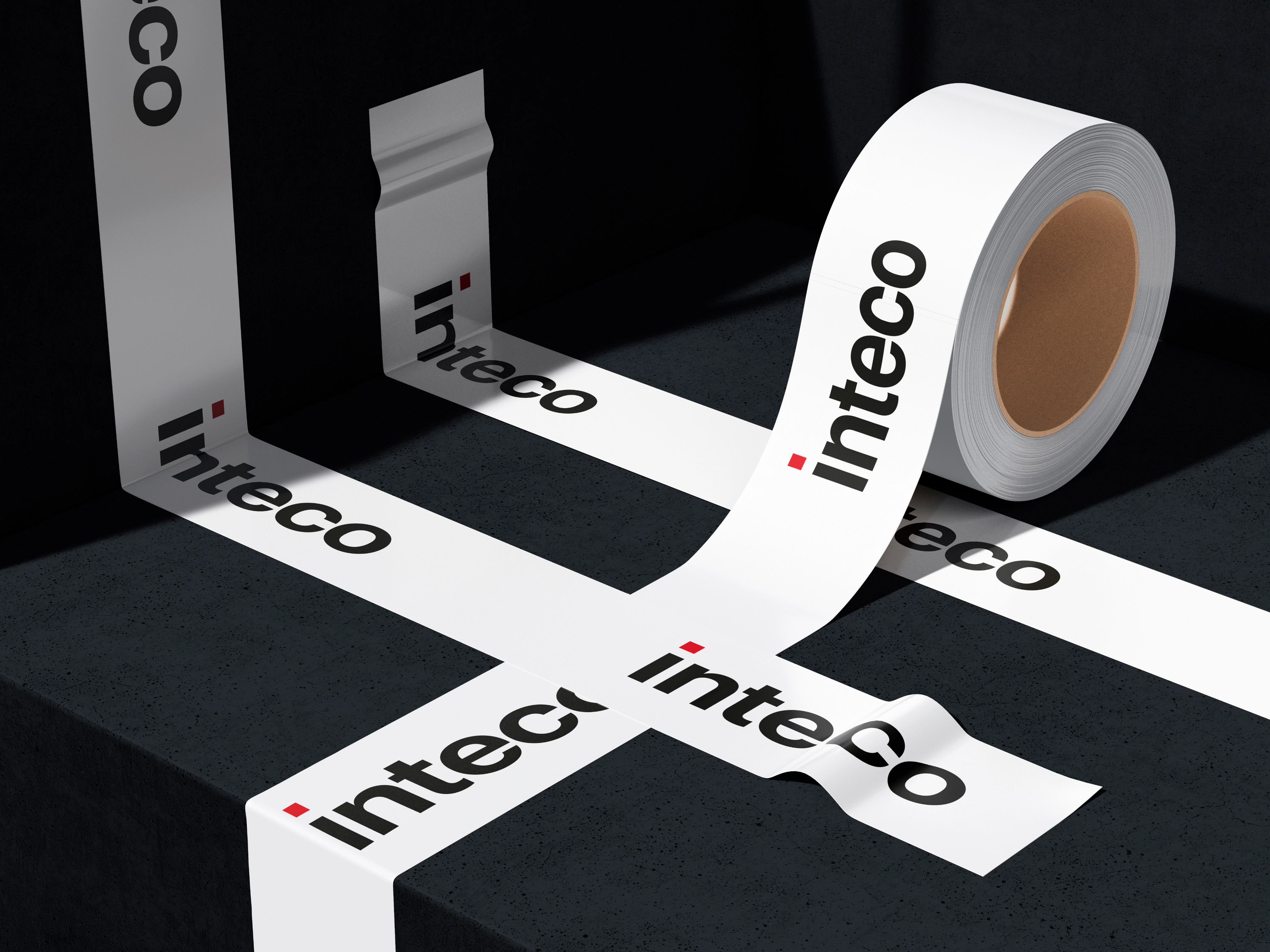 Bedrucktes Klebeband mit dem inteco-Logo